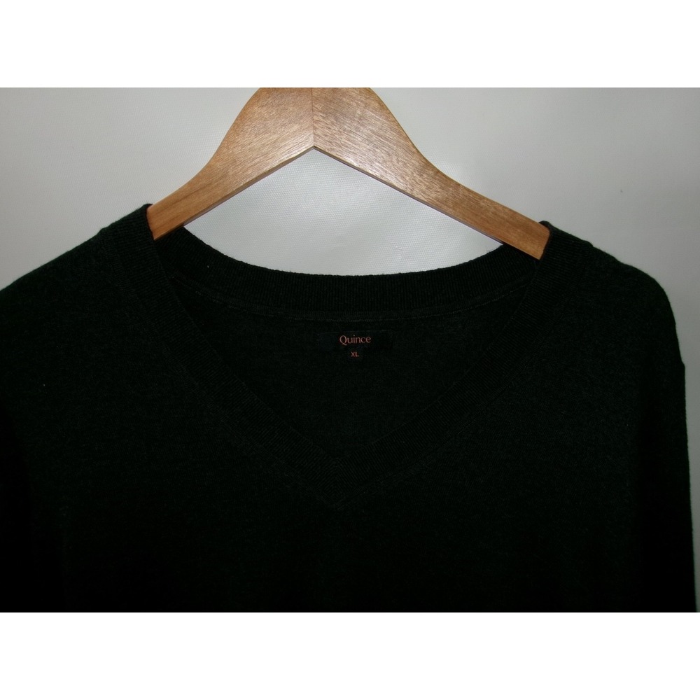 Quince Women's V‑Neck Pullover Sweater – Organic Cotton/Cashmere – Black XL - Picture 2 of 4